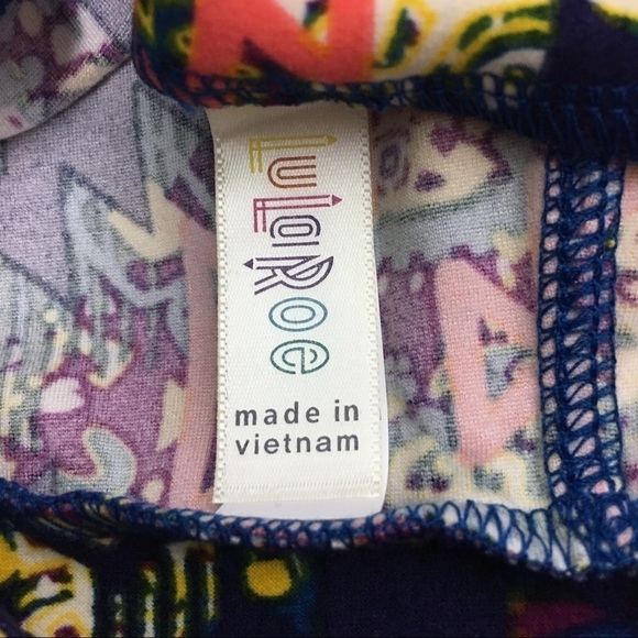 LULAROE Leggings OS One Size Aztec Southwestern Salmon Orange Blue Purple Yellow - Picture 6 of 9